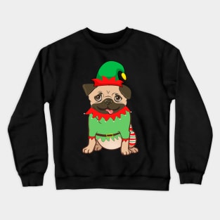 Pug In Elf Costume Christmas Crewneck Sweatshirt